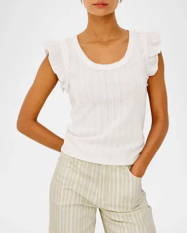Rails Giovanna Pointelle Knit Flutter-Sleeve Top | Thumbnail 3 Rails Giovanna Pointelle Knit Flutter-Sleeve Top | Thumbnail 3