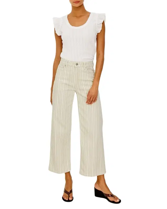 Giovanna Pointelle Knit Flutter-Sleeve Top