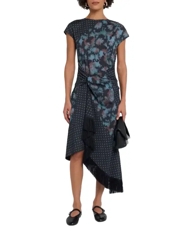 3.1 Phillip Lim Desert Flower Asymmetric Twill Midi Dress