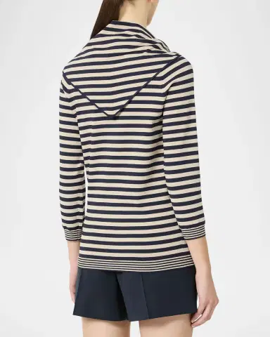 Max Mara Fenice Striped 3/4-Sleeve Scarf Sweater | Thumbnail 2 Max Mara Fenice Striped 3/4-Sleeve Scarf Sweater | Thumbnail 2