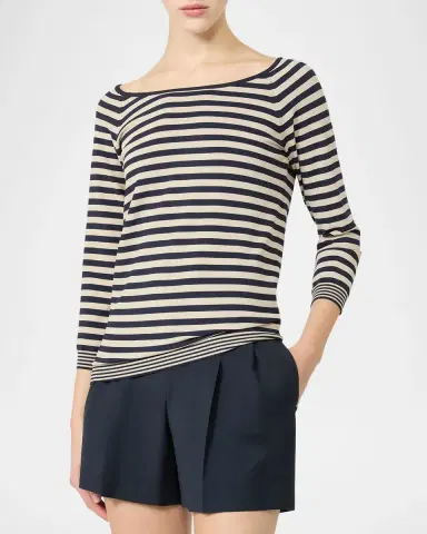 Max Mara Fenice Striped 3/4-Sleeve Scarf Sweater | Thumbnail 5 Max Mara Fenice Striped 3/4-Sleeve Scarf Sweater | Thumbnail 5