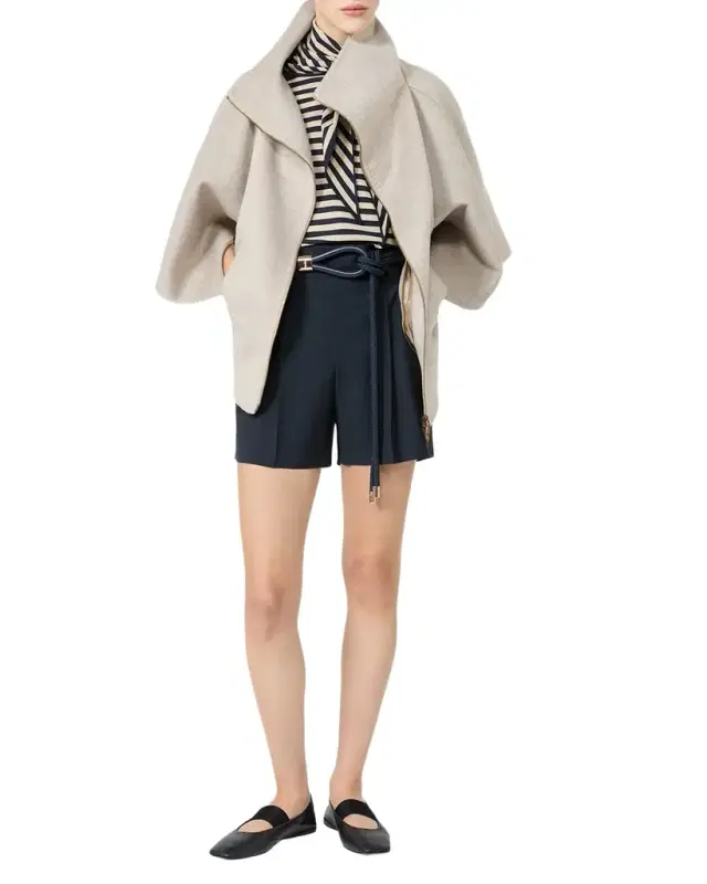 Max Mara Fenice Striped 3/4-Sleeve Scarf Sweater