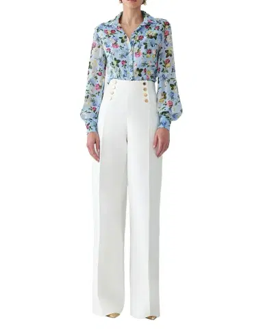 Carolina Herrera Isabella Rose-Print Silk Chiffon Button-Down Shirt | Thumbnail 1 Carolina Herrera Isabella Rose-Print Silk Chiffon Button-Down Shirt | Thumbnail 1