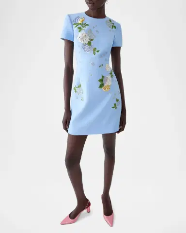 Carolina Herrera Embroidered Short-Sleeve Bow Cutout Mini Dress | Thumbnail 4 Carolina Herrera Embroidered Short-Sleeve Bow Cutout Mini Dress | Thumbnail 4