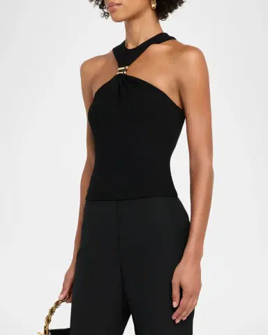 Ronny Kobo Marcel Embellished Halter Jersey Top | Thumbnail 4