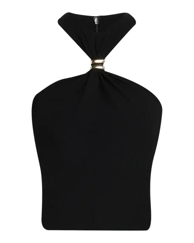 Marcel Embellished Halter Jersey Top