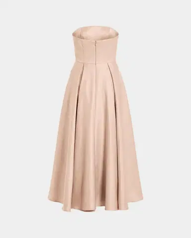 Mac Duggal Rosette-Embellished Strapless Satin Midi Dress | Thumbnail 4