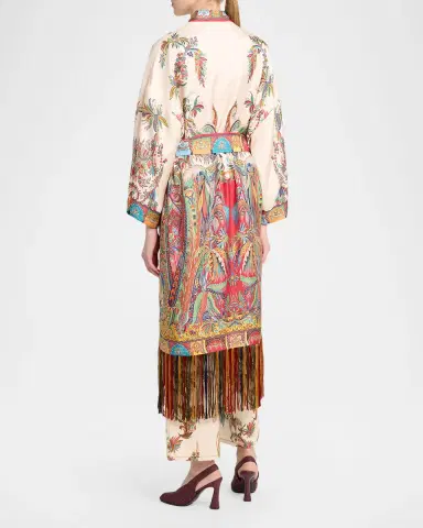 Etro Belted Paisley Silk Fringed Dustcoat | Thumbnail 2 Etro Belted Paisley Silk Fringed Dustcoat | Thumbnail 2