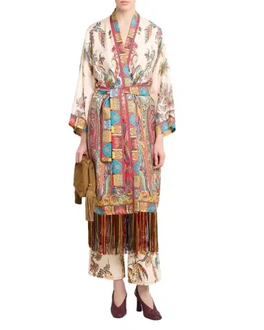 Etro Belted Paisley Silk Fringed Dustcoat | Thumbnail 1 Etro Belted Paisley Silk Fringed Dustcoat | Thumbnail 1