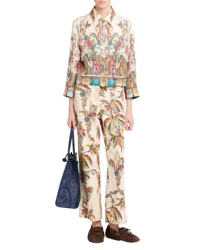 Etro Paisley-Print Silk Cropped Jacket