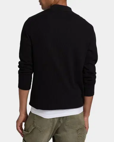 Vince Men 's Macro Rib Johnny Collar Polo Sweater | Thumbnail 2 Vince Men 's Macro Rib Johnny Collar Polo Sweater | Thumbnail 2