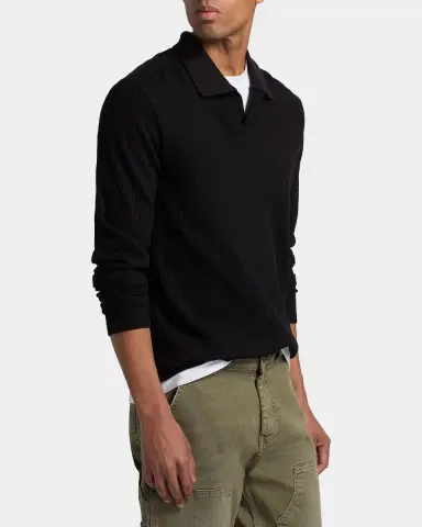 Vince Men 's Macro Rib Johnny Collar Polo Sweater | Thumbnail 6 Vince Men 's Macro Rib Johnny Collar Polo Sweater | Thumbnail 6