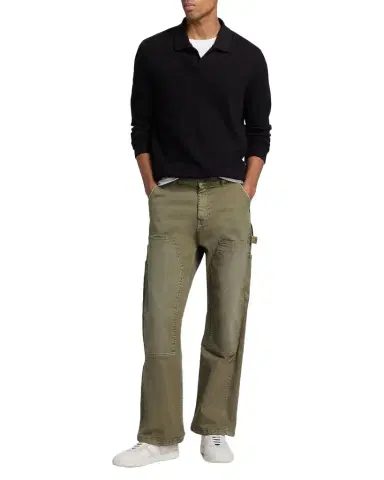 Vince Men 's Macro Rib Johnny Collar Polo Sweater | Thumbnail 1 Vince Men 's Macro Rib Johnny Collar Polo Sweater | Thumbnail 1
