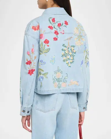 Johnny Was Beatrix Floral-Embroidered Cotton Denim Jacket | Thumbnail 2 Johnny Was Beatrix Floral-Embroidered Cotton Denim Jacket | Thumbnail 2