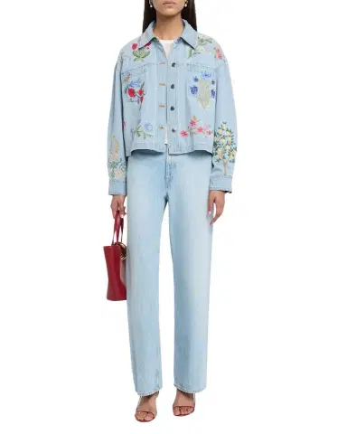Johnny Was Beatrix Floral-Embroidered Cotton Denim Jacket | Thumbnail 1 Johnny Was Beatrix Floral-Embroidered Cotton Denim Jacket | Thumbnail 1