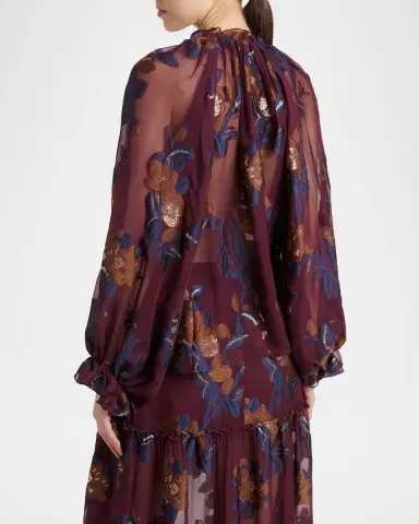 Etro Voluminous Floral Chiffon Blouse | Thumbnail 2