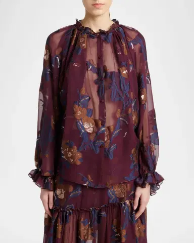 Etro Voluminous Floral Chiffon Blouse | Thumbnail 3