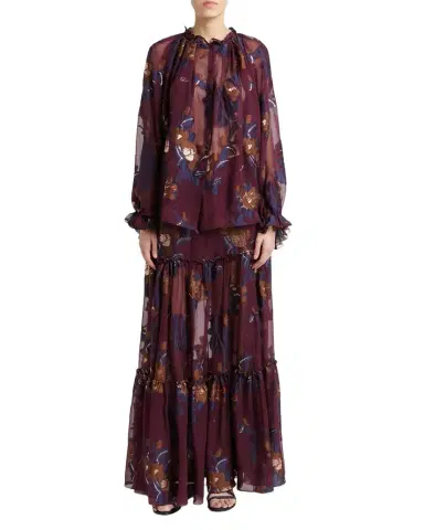 Etro Voluminous Floral Chiffon Blouse | Thumbnail 1