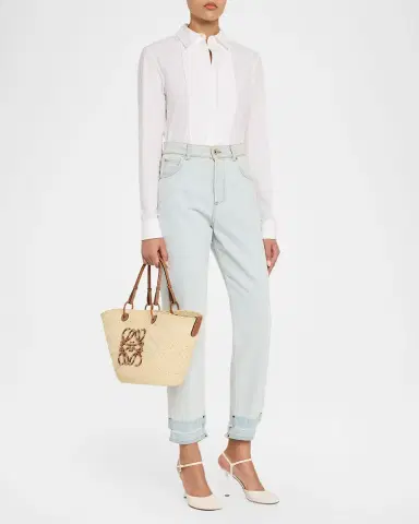 Loewe Anagram Woven Palm Leaf Basket Tote Bag | Thumbnail 4 Loewe Anagram Woven Palm Leaf Basket Tote Bag | Thumbnail 4