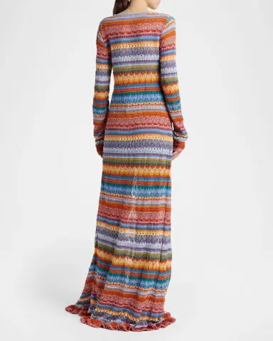 Etro Striped Open-Knit Long Cardigan | Thumbnail 2 Etro Striped Open-Knit Long Cardigan | Thumbnail 2