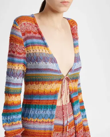Etro Striped Open-Knit Long Cardigan | Thumbnail 4 Etro Striped Open-Knit Long Cardigan | Thumbnail 4