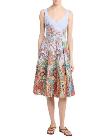 Etro Sleeveless Paisley-Print Pleated Cotton Midi Dress | Thumbnail 1 Etro Sleeveless Paisley-Print Pleated Cotton Midi Dress | Thumbnail 1