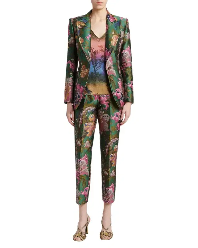 Etro Degrade Floral-Print Wool V-Neck Sweater