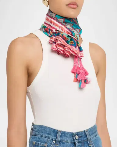 Johnny Was Patchwork Floral-Print Square Silk Scarf | Thumbnail 2 Johnny Was Patchwork Floral-Print Square Silk Scarf | Thumbnail 2