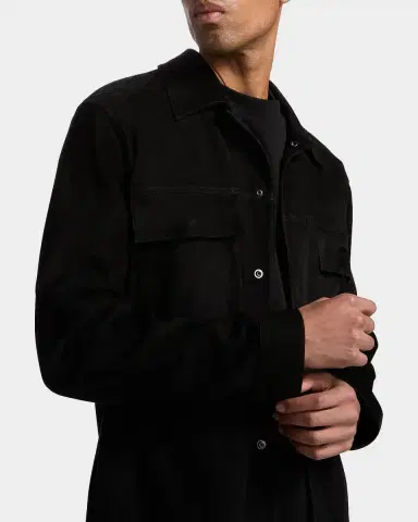 Vince Men 's Suede Snap-Front Shirt Jacket | Thumbnail 4 Vince Men 's Suede Snap-Front Shirt Jacket | Thumbnail 4