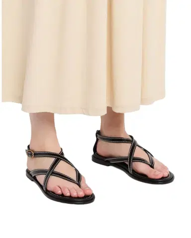 Stuart Weitzman Park Flat Strappy Leather Sandals | Thumbnail 1 Stuart Weitzman Park Flat Strappy Leather Sandals | Thumbnail 1