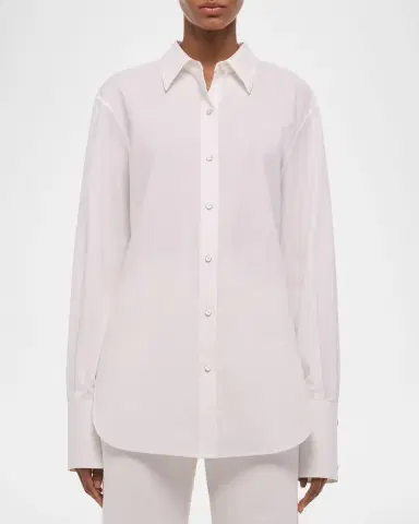 Helmut Lang Tie-Back Button-Front Cotton Shirt | Thumbnail 3