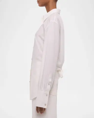Helmut Lang Tie-Back Button-Front Cotton Shirt | Thumbnail 5