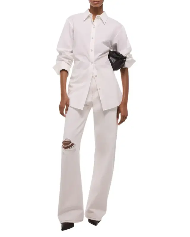 Helmut Lang Tie-Back Button-Front Cotton Shirt