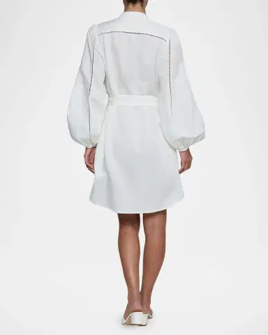 L'Agence Kiersten Belted Lace-Inset Midi Dress | Thumbnail 2 L'Agence Kiersten Belted Lace-Inset Midi Dress | Thumbnail 2