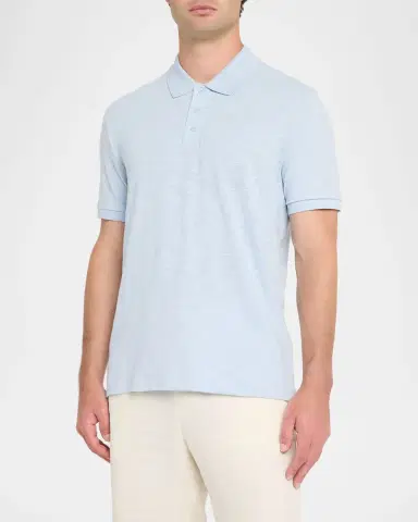 Vince Men 's Cotton Heathered Polo Shirt | Thumbnail 3 Vince Men 's Cotton Heathered Polo Shirt | Thumbnail 3