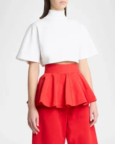 Alaïa Turtleneck Short-Sleeve Crop T-Shirt | Thumbnail 3 Alaïa Turtleneck Short-Sleeve Crop T-Shirt | Thumbnail 3