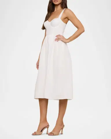L'Agence Tiani Bustier Linen-Blend Dress | Thumbnail 4