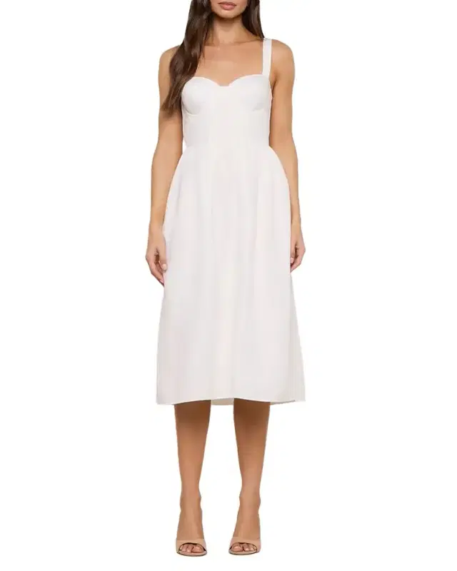 Tiani Bustier Linen-Blend Dress