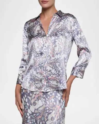 L'Agence Dani Butterfly-Print Silk Blouse | Thumbnail 3 L'Agence Dani Butterfly-Print Silk Blouse | Thumbnail 3