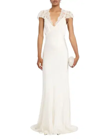 TWP Lace-Trimmed Silk Gown | Thumbnail 1 TWP Lace-Trimmed Silk Gown | Thumbnail 1