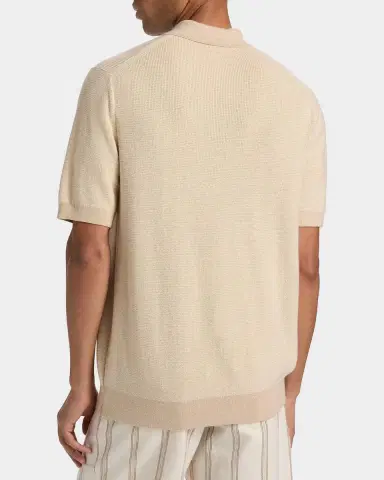 Vince Men 's Cotton and Cashmere Micro-Knit Short-Sleeve Polo Sweater | Thumbnail 2 Vince Men 's Cotton and Cashmere Micro-Knit Short-Sleeve Polo Sweater | Thumbnail 2