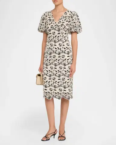 Elie Tahari The Presley Floral Lace Midi Dress | Thumbnail 3