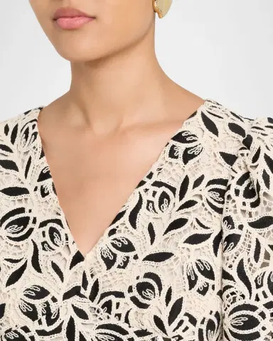 Elie Tahari The Presley Floral Lace Midi Dress | Thumbnail 4