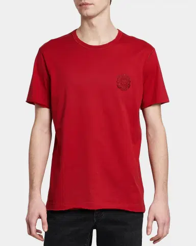 Dolce & Gabbana Men's Cotton Embroidered-Crest Crewneck T-Shirt | Thumbnail 3 Dolce & Gabbana Men's Cotton Embroidered-Crest Crewneck T-Shirt | Thumbnail 3