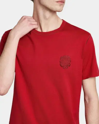 Dolce & Gabbana Men's Cotton Embroidered-Crest Crewneck T-Shirt | Thumbnail 4 Dolce & Gabbana Men's Cotton Embroidered-Crest Crewneck T-Shirt | Thumbnail 4
