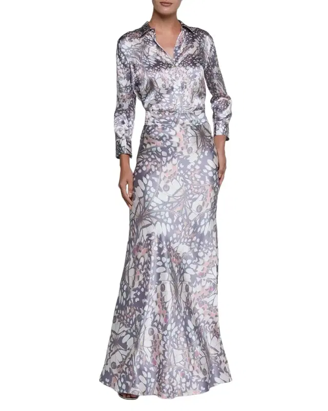 L 'Agence Ryker Silk Bias-Cut Skirt