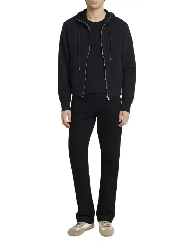 McQueen Men 's Stonewashed Cotton Full-Zip Hoodie