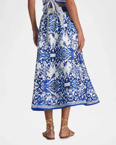 Alice + Olivia Earla Linen Midi Skirt | Thumbnail 2 Alice + Olivia Earla Linen Midi Skirt | Thumbnail 2