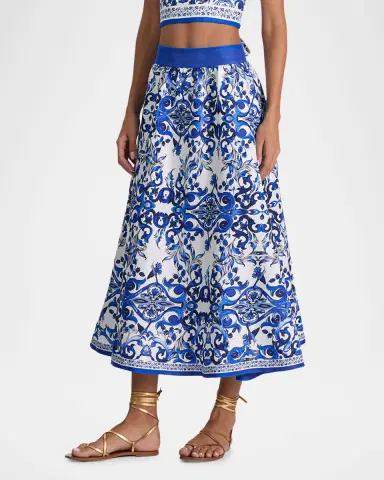 Alice + Olivia Earla Linen Midi Skirt | Thumbnail 5 Alice + Olivia Earla Linen Midi Skirt | Thumbnail 5
