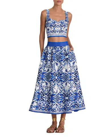Alice + Olivia Earla Linen Midi Skirt | Thumbnail 1 Alice + Olivia Earla Linen Midi Skirt | Thumbnail 1